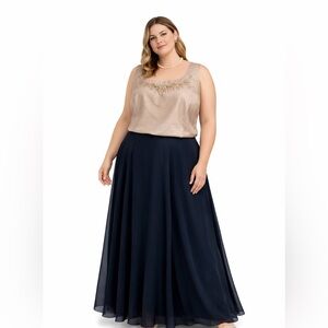 TANK TOP Plus Size 20W Beige Silk-look Side Zip Mother of the Bride